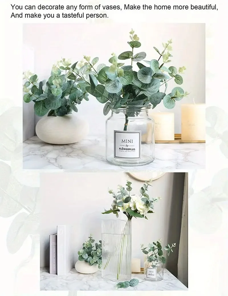 5/10/20 Stücke Eukalyptusblatt Stiele Grüne Künstliche Pflanzen Für Wohnzimmer Dekoration Braut Hochzeit Vasen Blumenstrauß Dekor – Detail 6