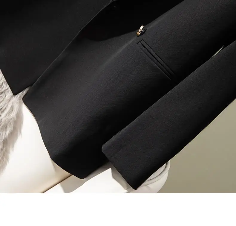 Women'S Blazer Coat Overcoat Female Occupation Autum Pear Material Check Fem Ladies' Thiened Pant Petite Placket Modern Garment