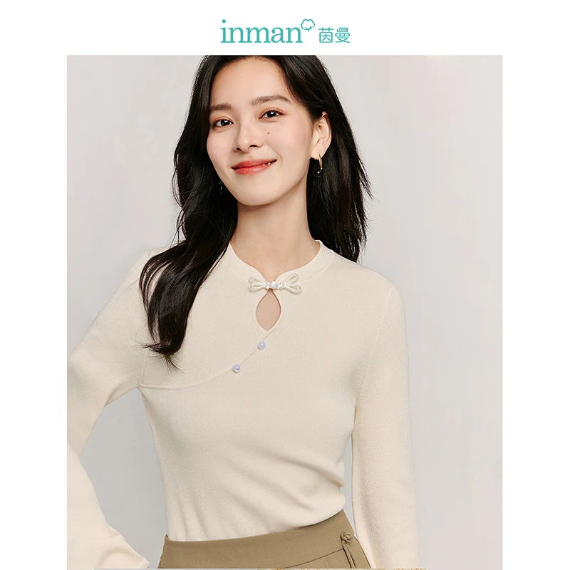 

INMAN Neo-Chinese Style Women's sweater 2024 autumn women's stand collar long-sleeve Sweater female official-website