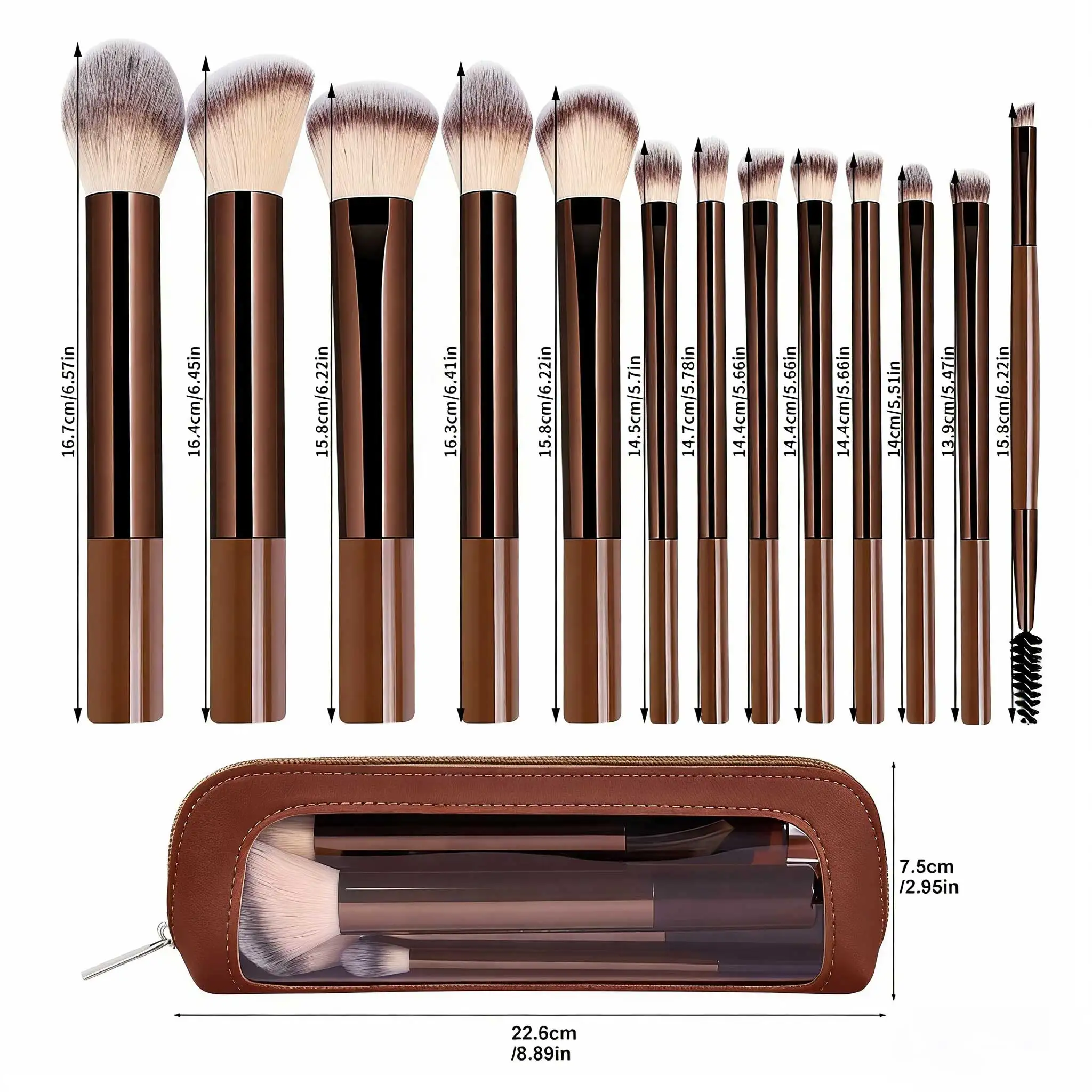 13pcs Makeup Brushes with Storage Bag Soft Fluffy Cosmetic Foundation Powder Eyeshadow Kabuki Blending Beauty Tool Makeup