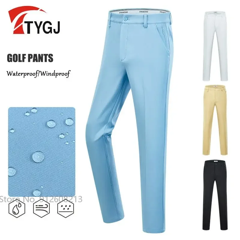 

TTYGJ Men Business Straight Trousers Waterproof Golf Pants Spring Male Breathable Casual Pants Elastic Waistband Bottoms XS-2XL