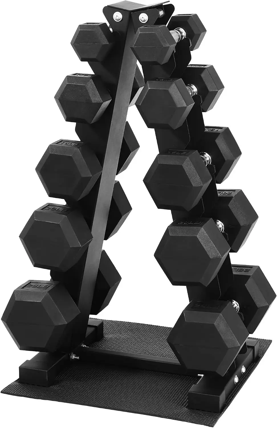 160-550LB Rubber Hex Dumbbell Set with Storage Rack, Solid Cast Iron Dumbbells for Full Body, Anti-Slip Grip, Weights
