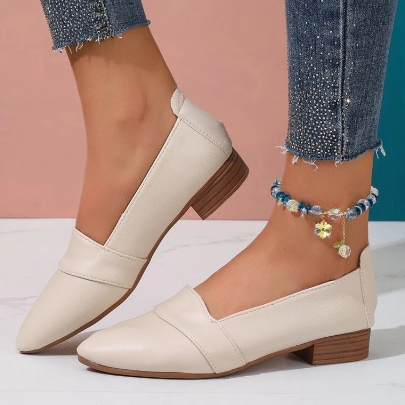 Slip on Shoes Womens Flat Women's Solid Color Shoes Slip On Pointed Toe Shallow Mouth Soft Sole Sandals for Women Flat view 3