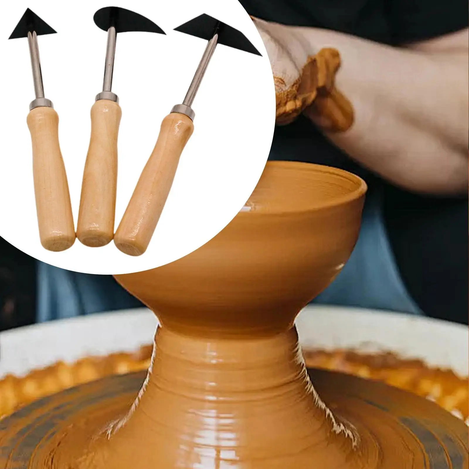 3x Pottery Clay Trimming Scraper Clay Sculpture Tool for Professionals
