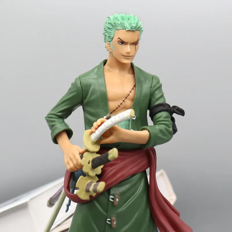 One Piece Big Set-up Three-Sword Style Zoro Ace Statue Action Figurine Desk Collectible Anime Model Toys Figurki Prezent 28cm