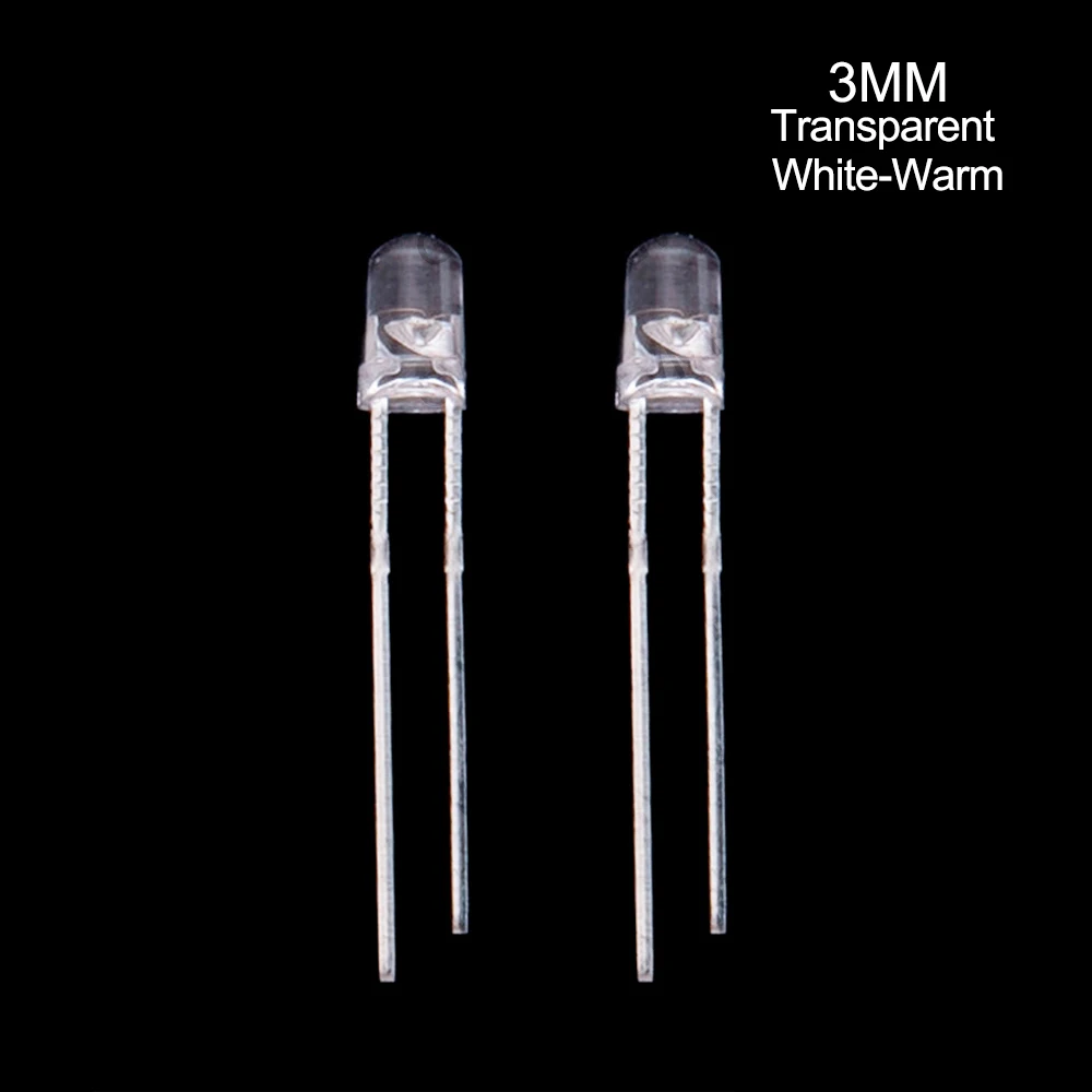 100pcs LED Diode Indicator Assortment 3mm 5mm Round & Straw Hat Short Lead Multiple Colors White Red Yellow Purple  Blue