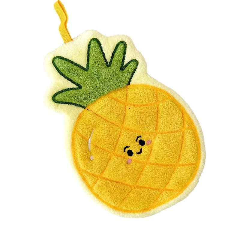 Lindo Toalla de Cocina Colgante con Diseño de Frutas, Absorbente, de Felpa de Coral, Pequeña Toalla de Regalo para Accesorios de Cocina