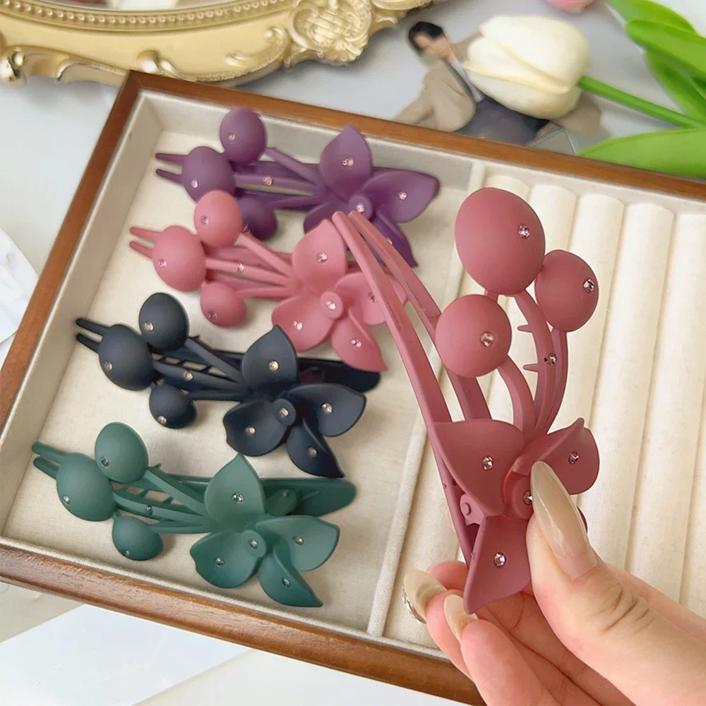 Matte Flower Hair Clips for Women Duckbill Bendy Hairpin Hair Claws barrettes Accessories for Back of Head Pieces Decoration