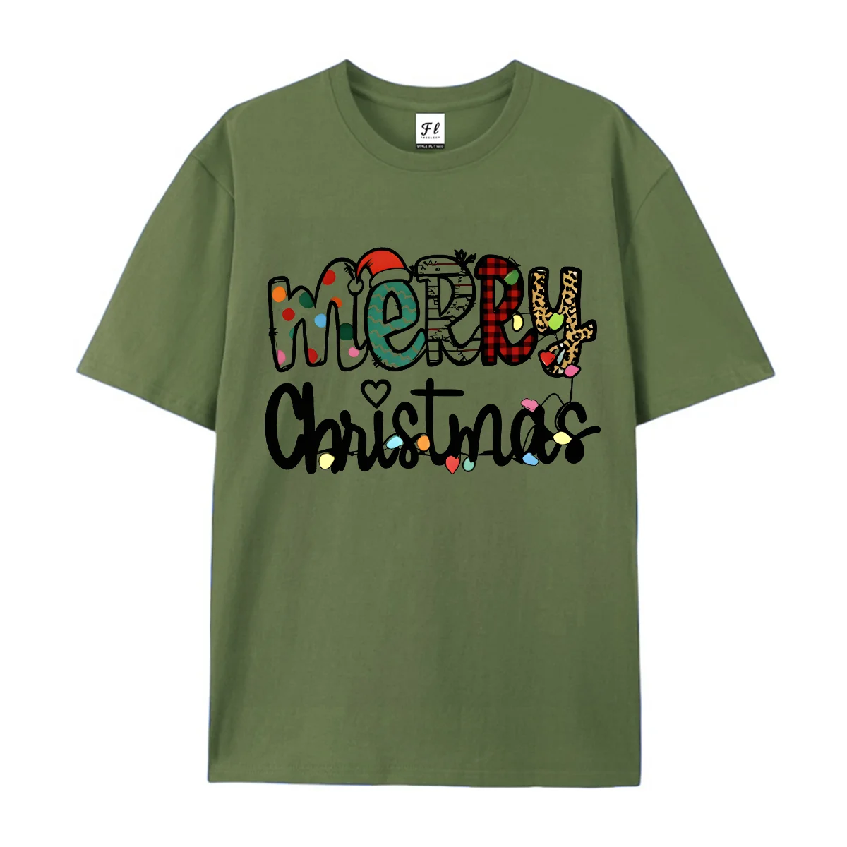 Women Short Sleeve T Shirt Merry Christmas Leopard Plaid Letter Print Crew Neck Casual Loose Holiday Xmas Basic Tees