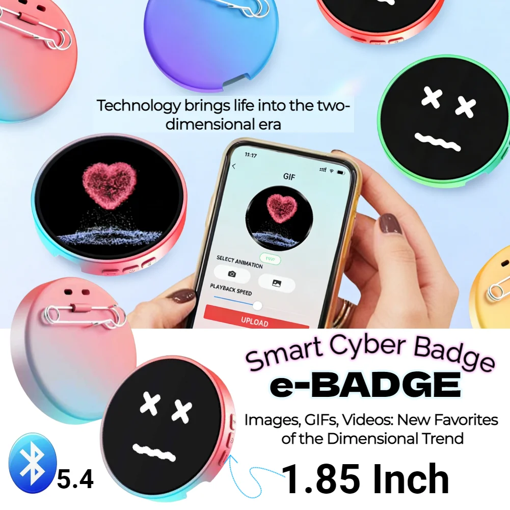 New Dynamic Electronic Badge Anime Merchandise Digital Display Badge For Game Peripherals Excellent Gifts For Otaku Fans