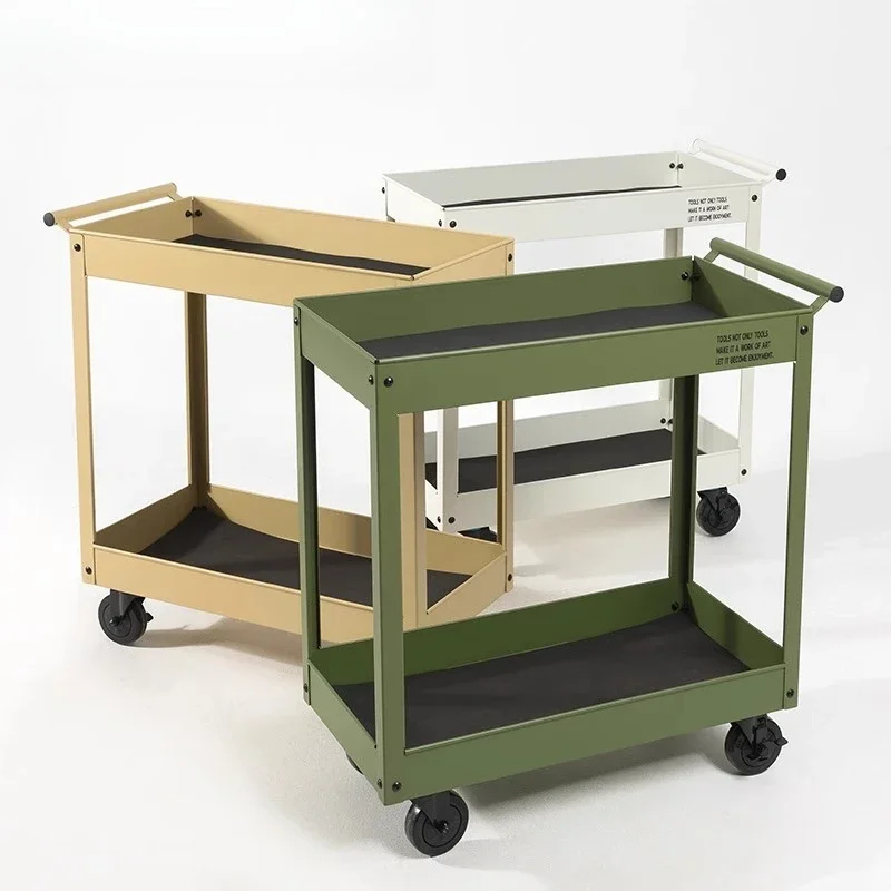 

Light luxury two-layer i book green plant household removable storage trolley