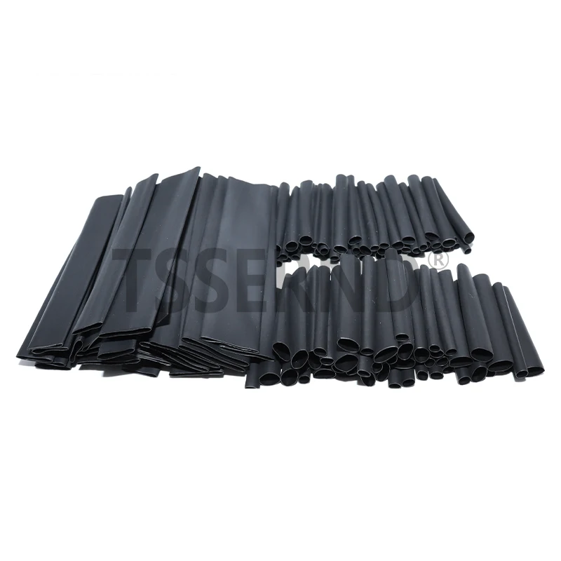 127pcs Thermoresistant tube Shrink wrapping 2:1 Black heat shrink Sleeving set Wire Cable Polyolefin Wrap Tubing