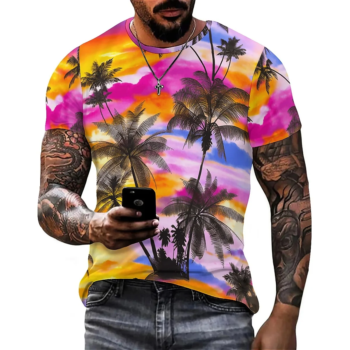 

Men's Outdoor Pattern 3D Printed Short-Sleeve T-Shirt - 3D Clothing, Couple Outfit