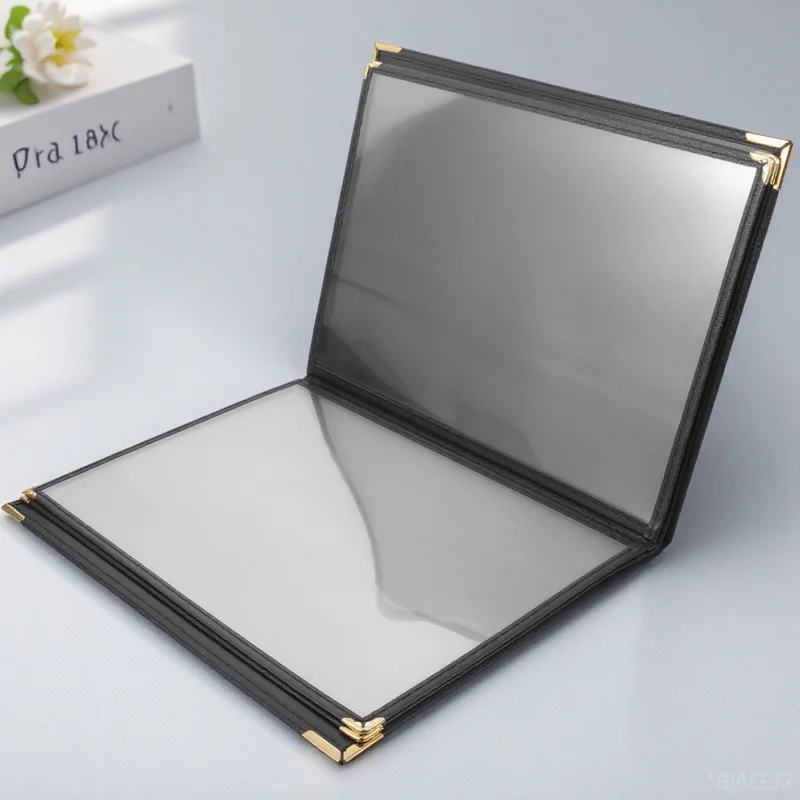 

Premium Menu Cover Book for Coffee Bar Pub Porterhouse Menu Protector Clear PVC Sleeve Organizer for Recipe Price List Insert