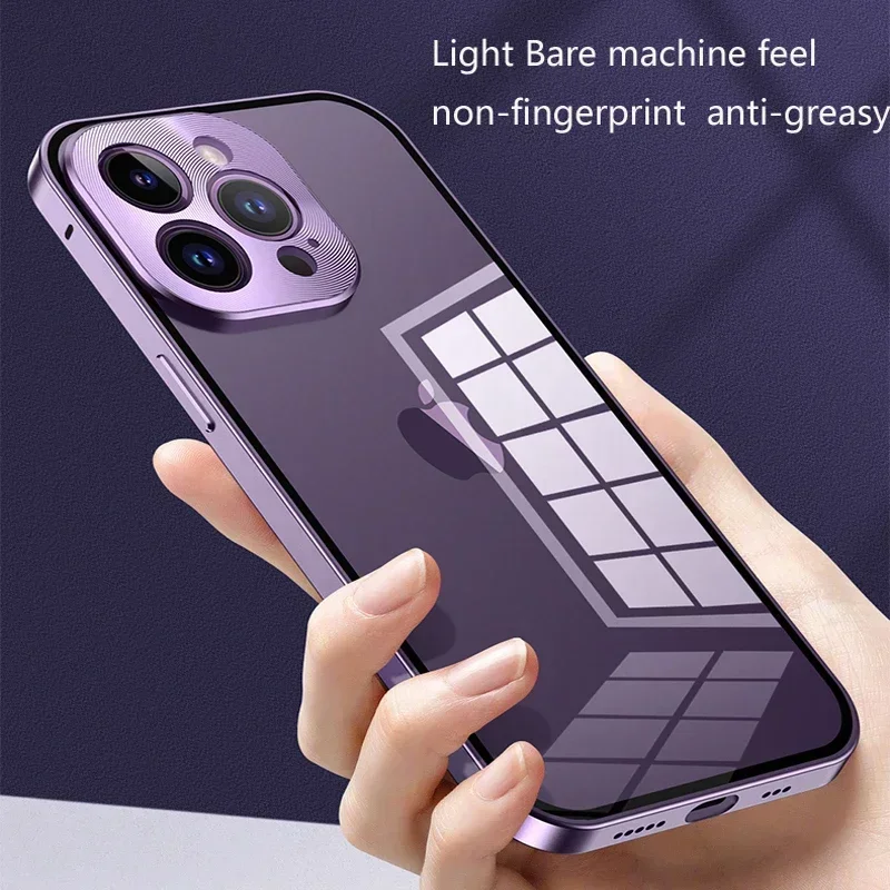

Metal Phone Case Spring Lock Buckle for IPhone 14 Plus 12 13 Pro Max Lens Protection Single Sided Temper Glass Back Cover Cases