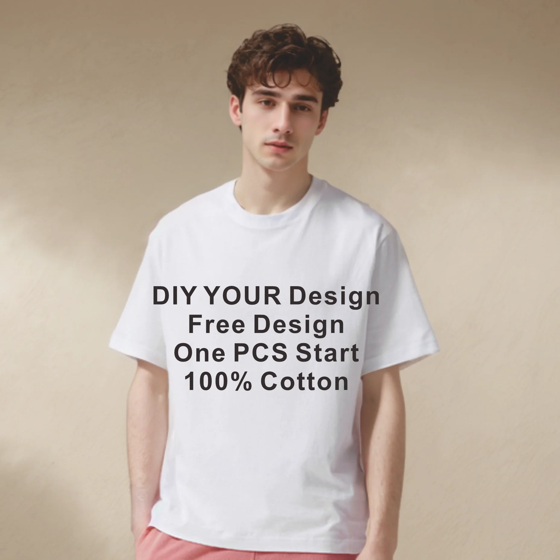 Customized Printed Leisure T Shirt Tee DIY Your Own Design Like Photo Or Logo White T-shirt Fashion Custom Men's Tops Tshirt