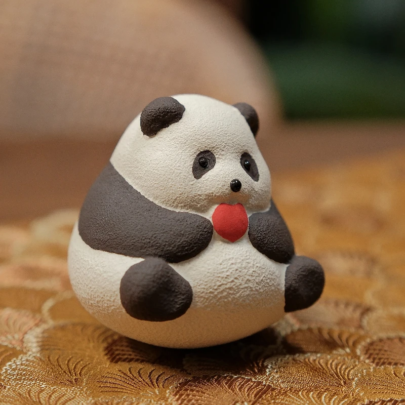 

Panda Huahua Ceramic Tide Play Figure Ziming Purple Sand, Panda Ornament