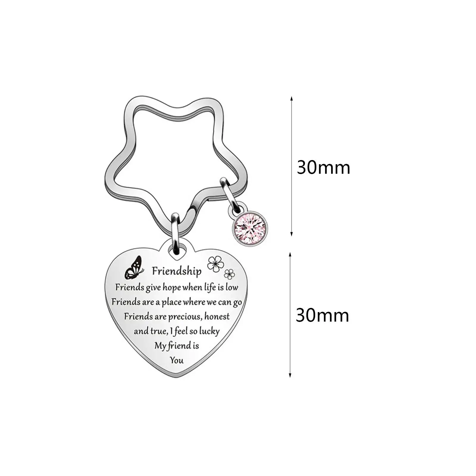 Sisters Keychain Stainless Steel Heart Pendant Friendship Gift Key Ring for Best Friends Birthday - view 4