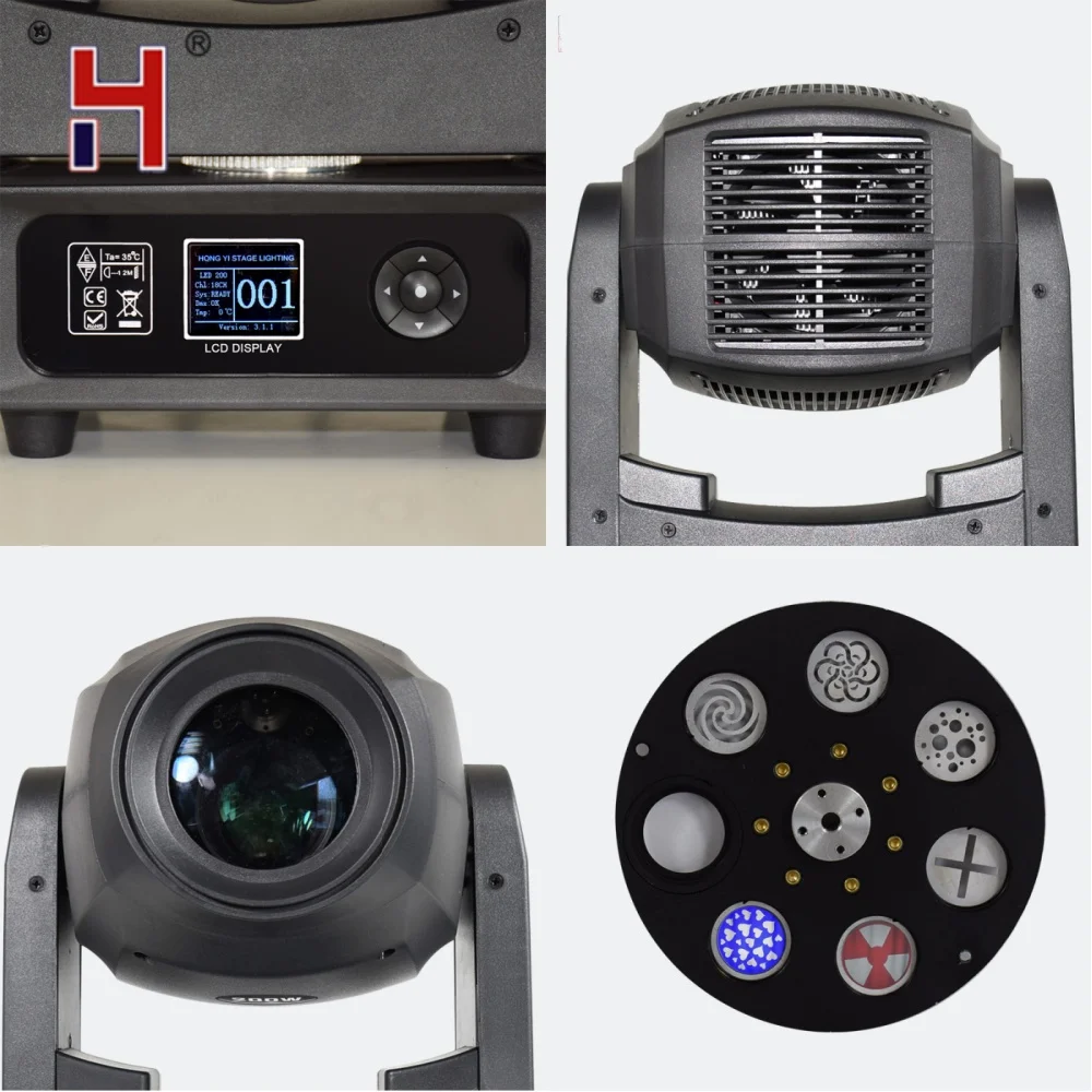 HongYi LED 200W Beam Moving Head With Double Prims Fixed Rotating Gobos DMX RDM Wedding DJ Disco Stage Lighting