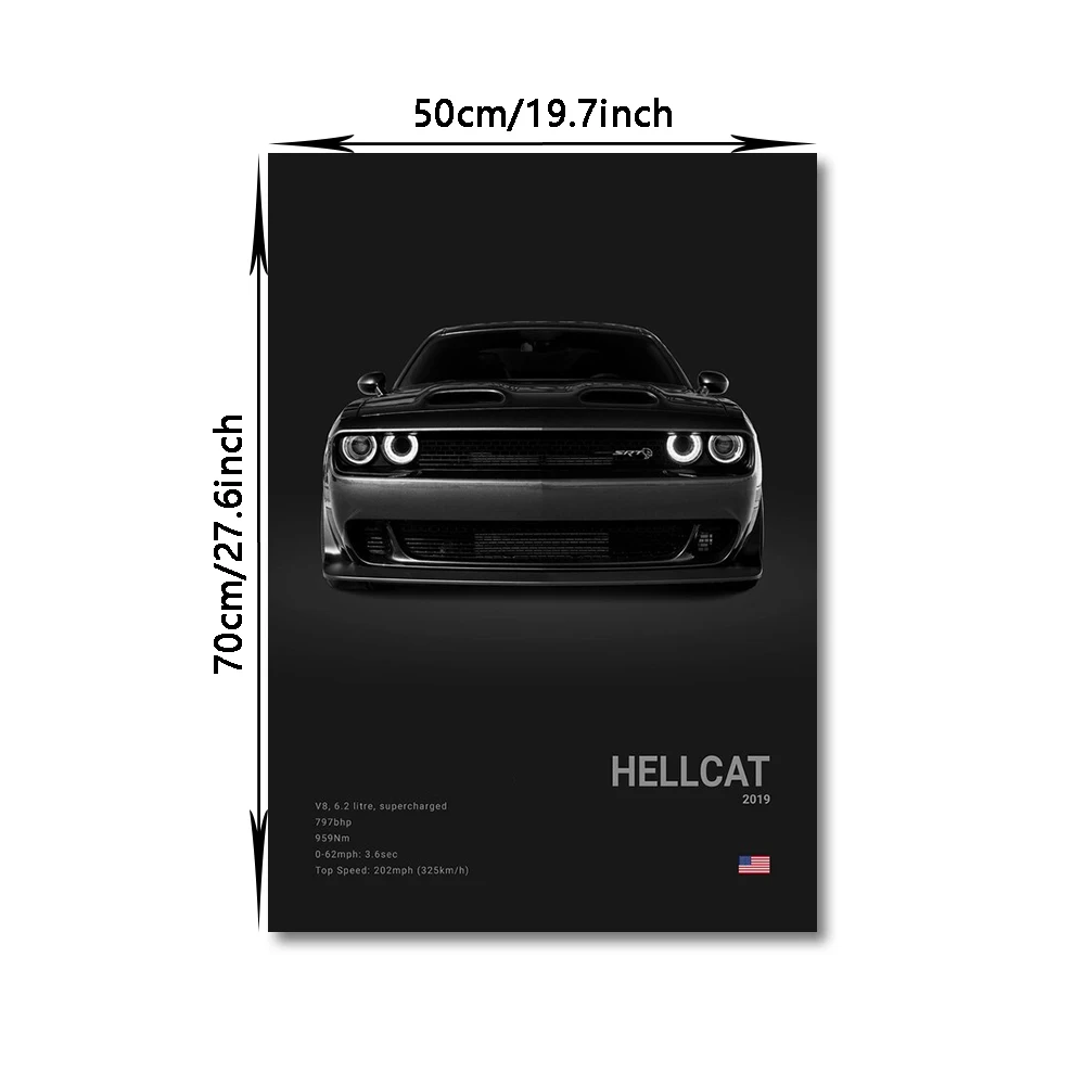 HELLCAT ACR قماش جدار الفن طباعة ملصق شيطان سيارة رياضية الديكور اللوحة الحديثة ديكور المنزل اللوحة سيارة عاشق هدية