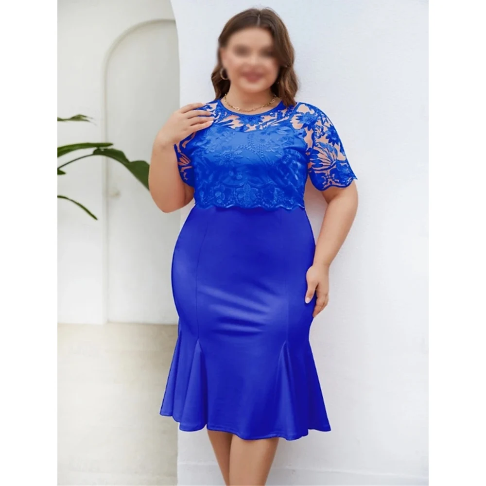 Customized Elegant Mother of the Bride Dresses Lace O-Neck Short Sleeve Tea-Length Mermaid Wedding Guest Party Groom Dress 2025