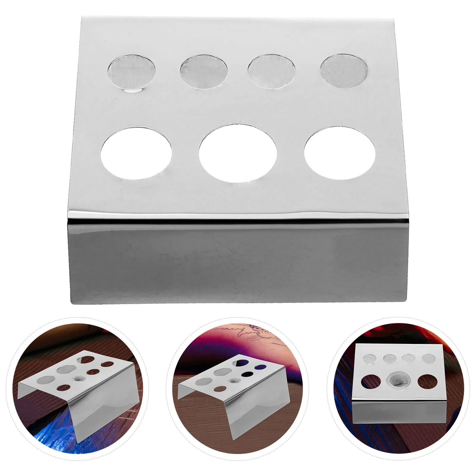 5 قطعة حامل أكواب حبر الوشم من الفولاذ المقاوم للصدأ 7 فتحات منظم الصباغ حامل لمنظم الصباغ لمساحة عمل الوشم