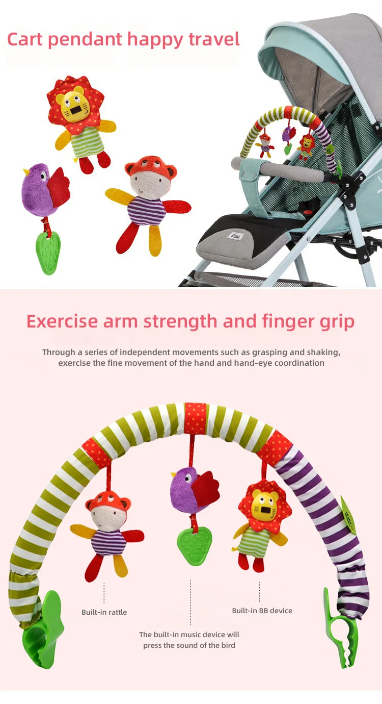 ทารกแขวน Rattle รถเข็นเด็ก Arch Crib คลิปจี้ตุ๊กตา Bell ตุ๊กตา Sensory Early การศึกษาของเล่นเด็กแรกเกิดคริสต์มาสของขวัญ