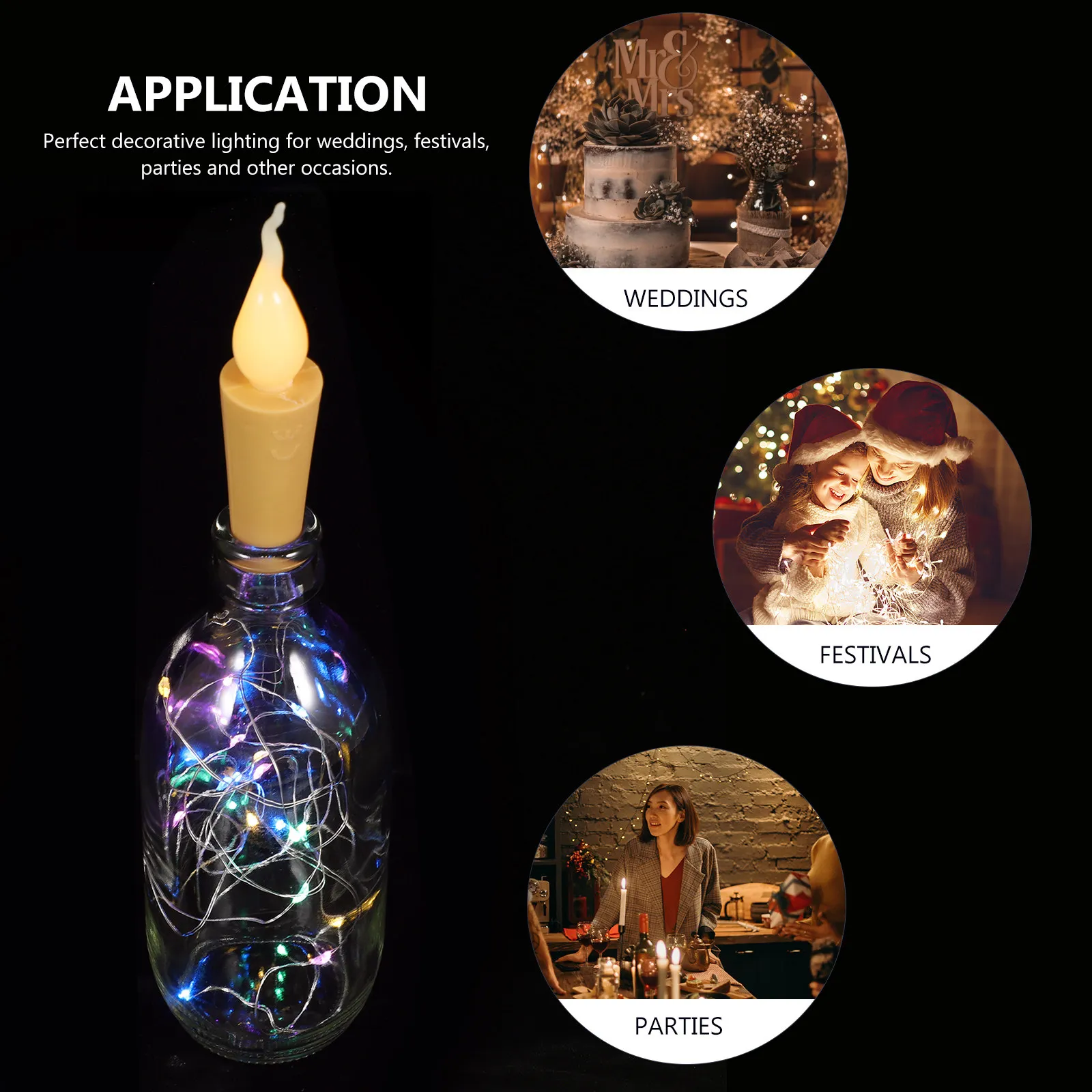 

2Pcs 1m Christmas Party Decorative String Lights Bottle Decoration Lamp Special Design for Home Garden Canteen Patio Decor