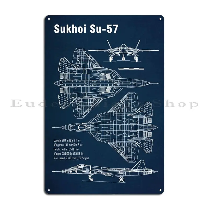 Su 57 Aircraft Metal Plaque Wall Decor Party Wall Decor Custom Garage Tin Sign Poster