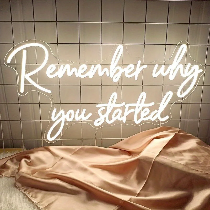 Remember Why You Started LED Neon Sign Light for Bedroom Office Gym Wall Decor Inspirational Motivation Aesthetic Lighting Gift