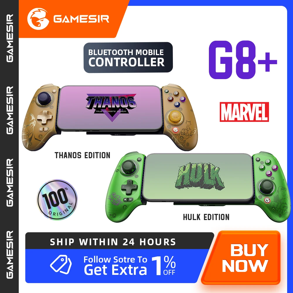 New GameSir G8 Plus Bluetooth Gamepad  Limited Edition Marvel Thanos Mobile Gaming Controller Hall Effect Joystick for Switch PC