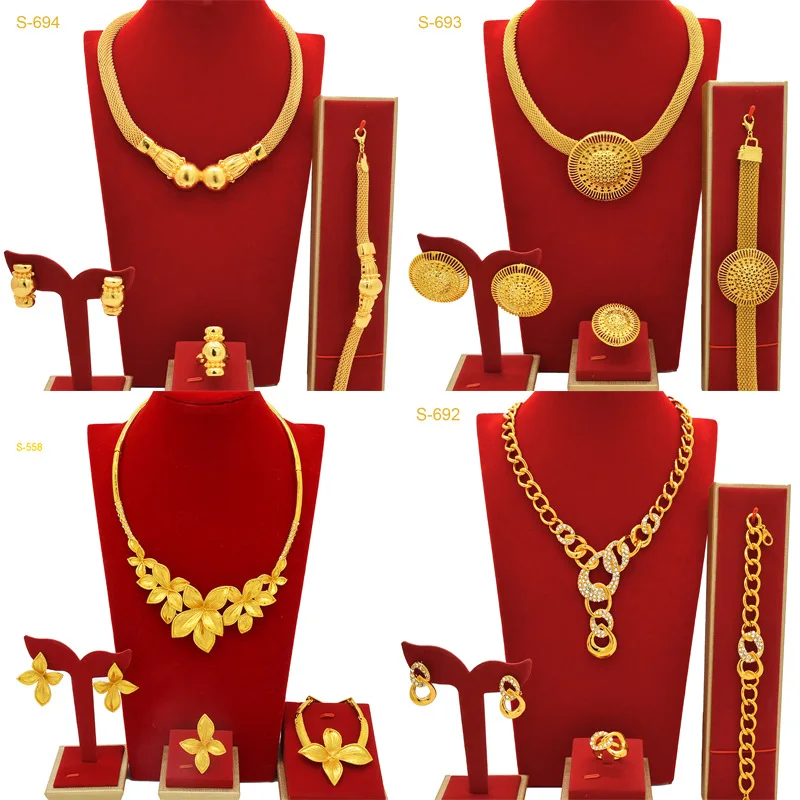 

AU999 Women's Geometric Noble Temperament Bridal Set 24K Gold - Gold enhances luxury, modern women-centric design