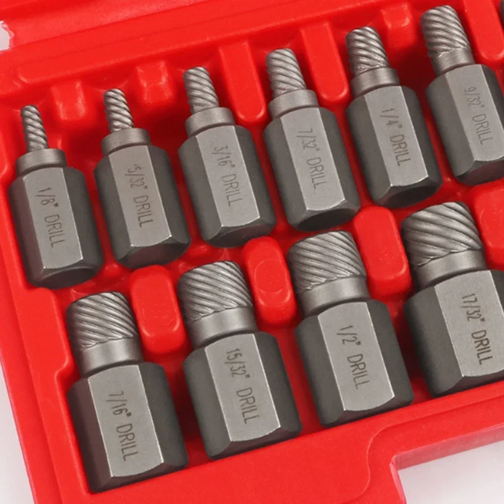 17Pcs Screw Extractor Kit Alloy Steel Damaged Screw Remover Set Metal Easy Out Drill Bits Bolt Stud Multi-Spline Screw Extractor