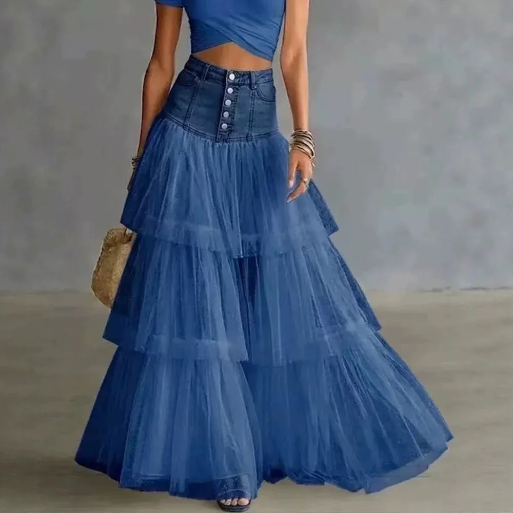 2026 European and American Cake Skirt with Drooping Pleats Women's Large Skirt High-end and Long Skirt