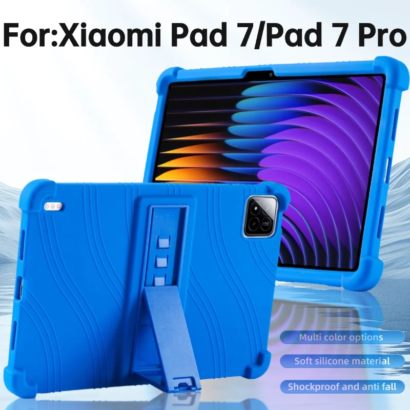 For 11.2-inch Xiaomi Pad 7 Pro and Pad 7 Case, Kids Friendly Collision Avoidance Silicone Adjustable Stand Cover