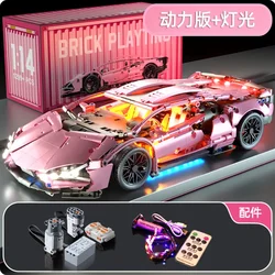 Sakura Pink Cyberpunks Hypercar Racing Sports Car Vehicle Sian Fkp37 Model Building Blocks Bricks Toys Gift Kid