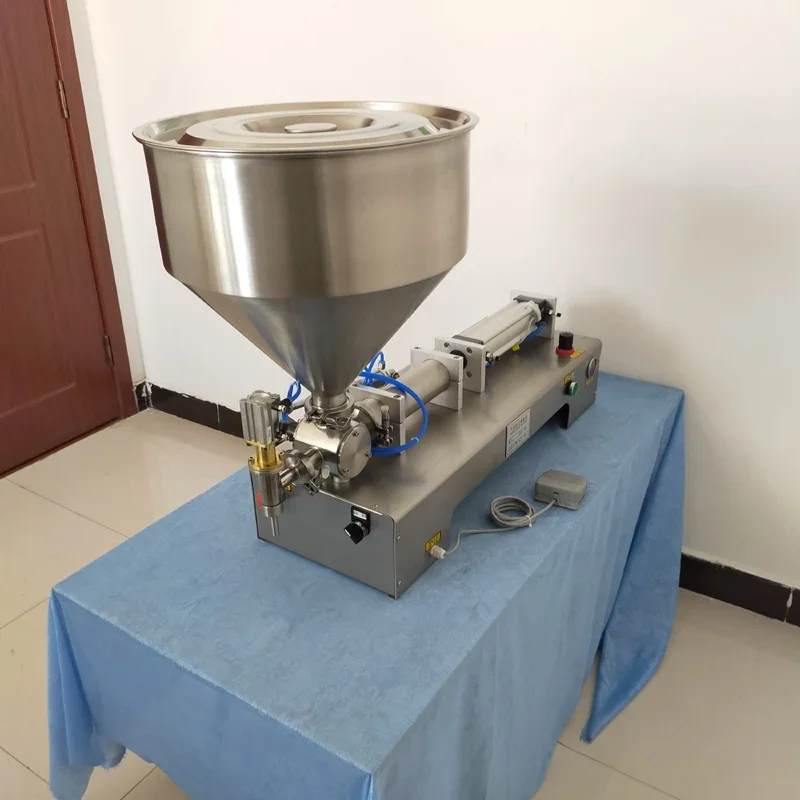 Automatic Honey Cream Filling Machine Pneumatic Viscous Liquid Chili Sauce Gel Peanut Butter with Conveyor Filler