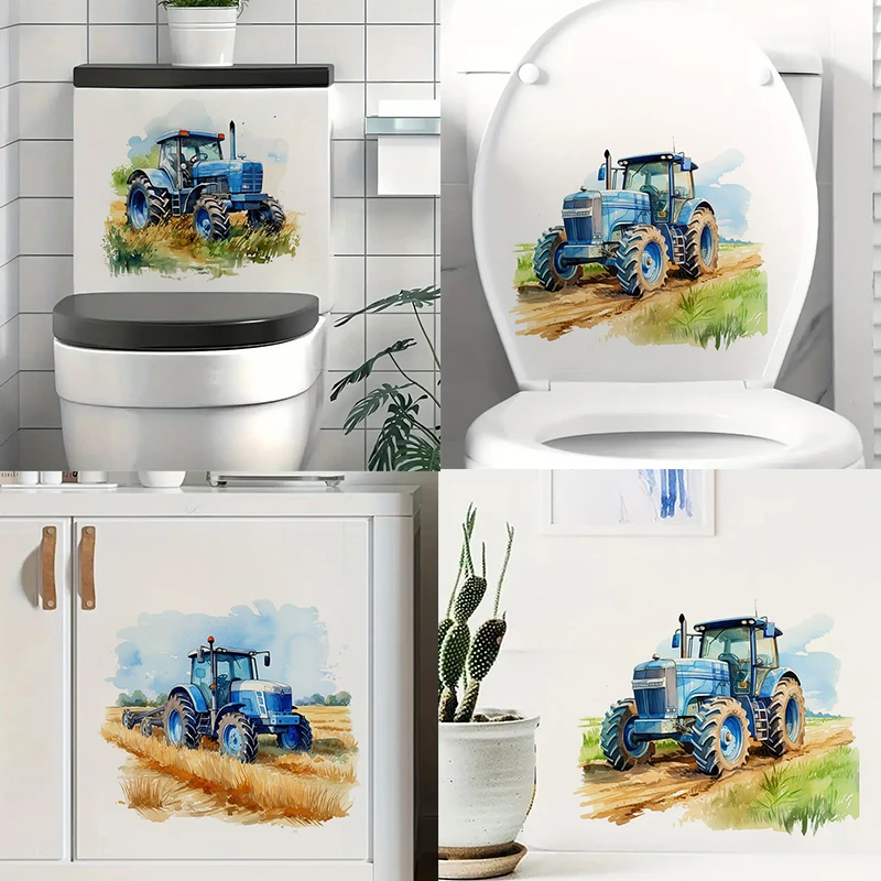 

Blue Tractor 1pc Toilet Stickers,Wall Decal Removable, Reusable Vinyl Car Sticker for Toilet Lid, Bathroom Decor