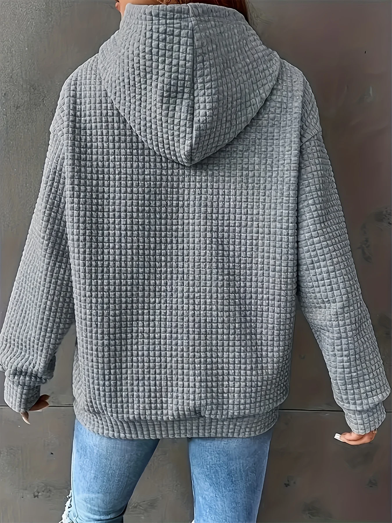 Ropa de talla grande para mujer, Tops de punto tipo gofre para mujer, sudaderas con capucha de gran tamaño con estampado de girasol negro para mujer con sudadera con bolsillo