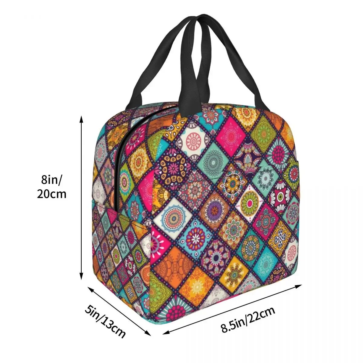 Ethnic Style Lunch Bags Waterproof Insulated Polyester Cooler Thermal Picnic Lunch Box for Women Kids