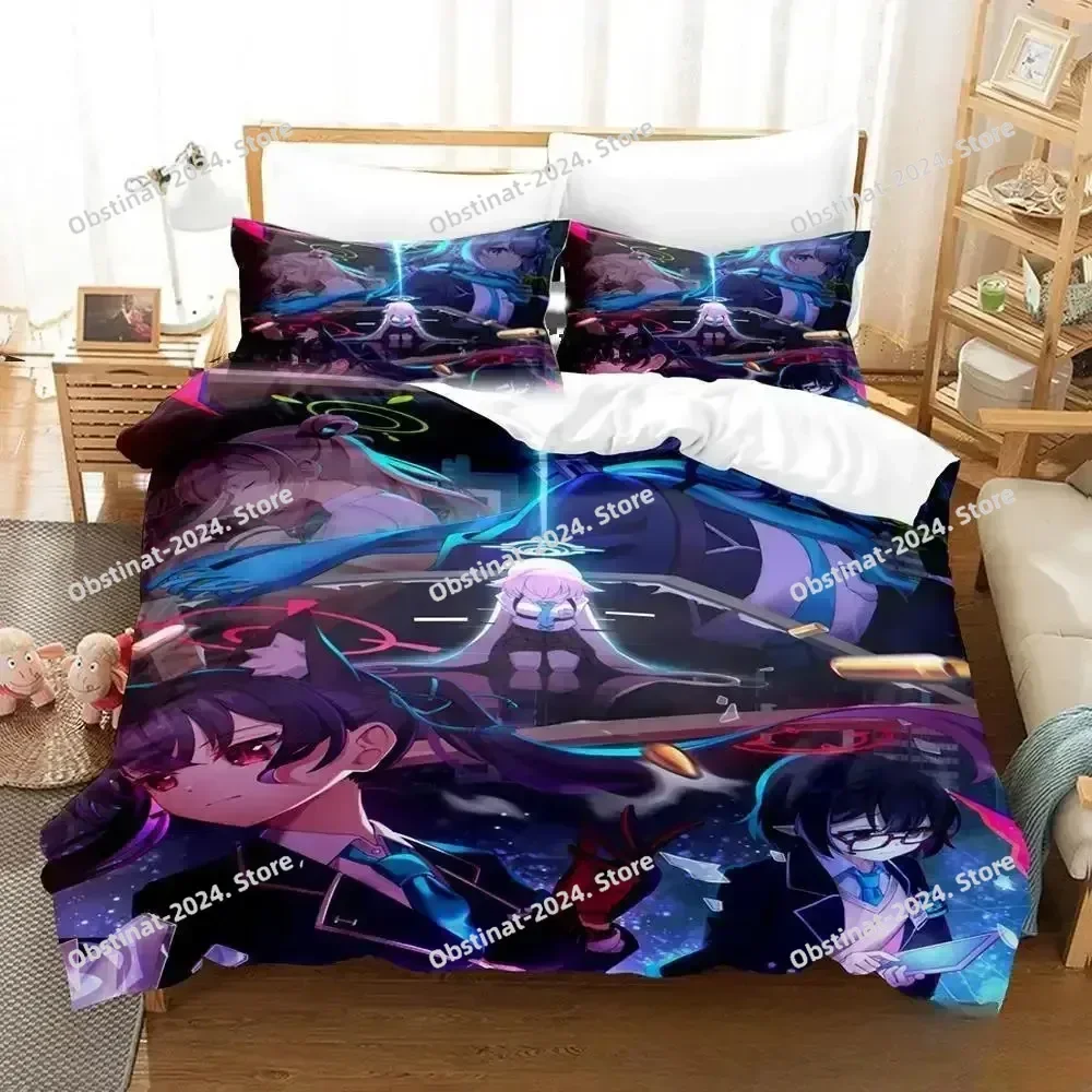 Anime Game Blue Archive Bedding Set Duvet Cover Full Queen King Size Pillowcase Bed Printed Set Aldult Kid Bedroom Single Twin 4
