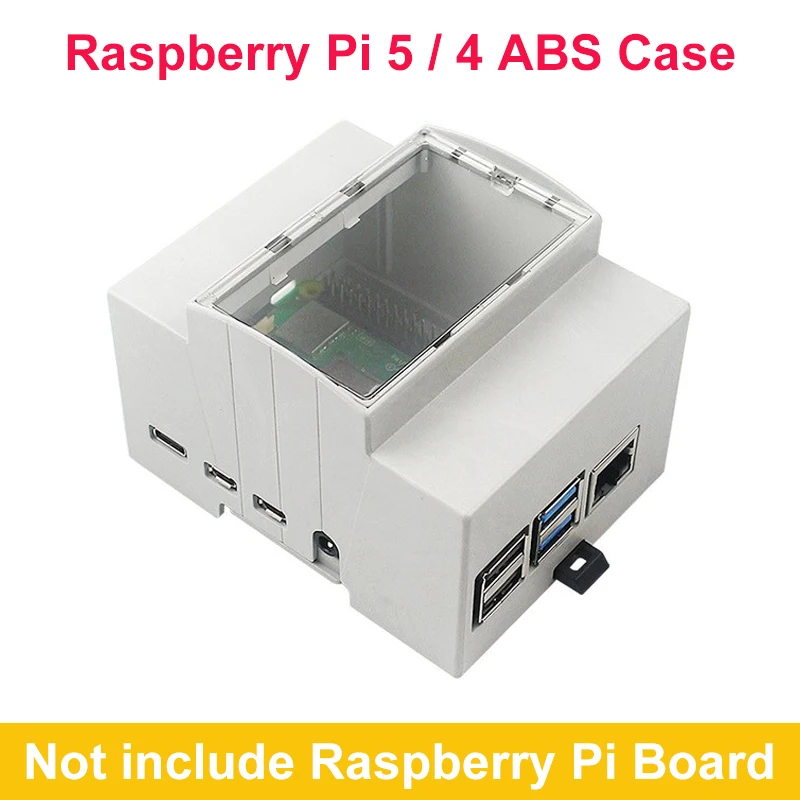 Raspberry Pi 5 ABS Case Electrical Box DIN Rail Modular Shell Large Inner Space Enclosure for Raspberry Pi 4 Model B