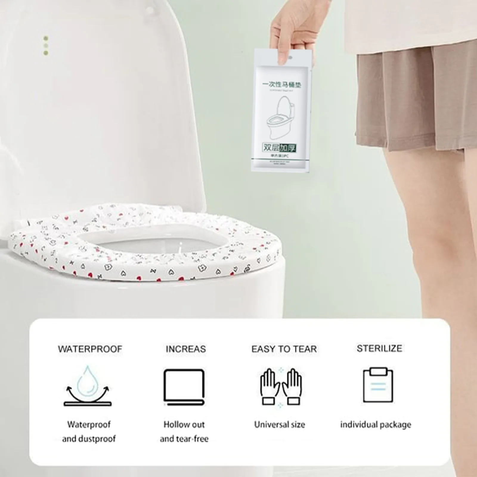 Disposable Toilet Seat Cover Waterproof Hygienic Travel Portable Universal Fit Bathroom Sanitary Toilet Mat Toilet Seat Liner