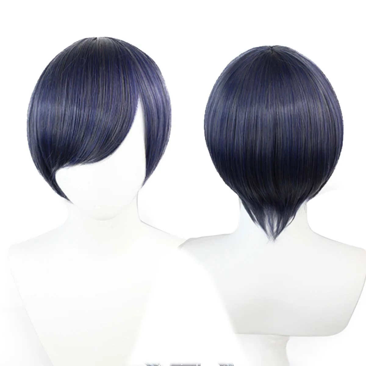 Homens Anime Cosplay Ciel Phantomhive Azul Cinza Peruca de cabelo curto