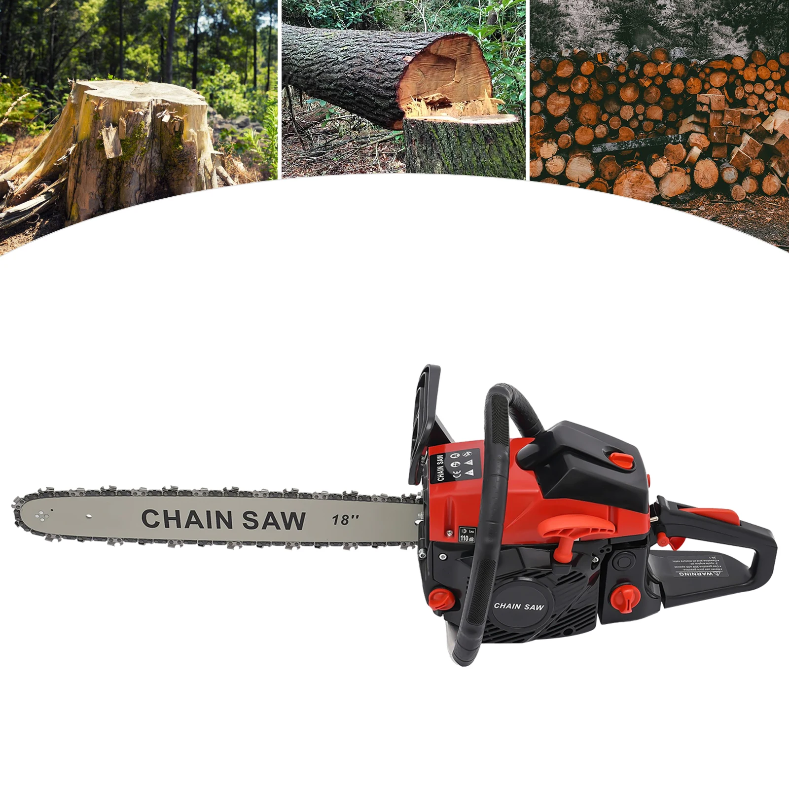 58cc Gas-Powered Chainsaw 18-Inch 2-Stroke 2.2KW Handheld with Safety Switch for Farm Garden Logging