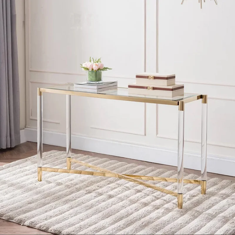 

entrance table light luxury transparent acrylic entrance table sofa long back a few aisles against the wall shelf