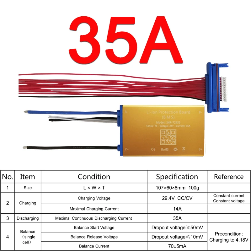 3.7V 7S/10S/13S 24V/36V/48V 15A 25A 35A BMS PCM PCB do akumulatorów litowo-jonowych z balanserem, zabezpieczeniem temperaturowym i włącznikiem/wyłącznikiem — zdjęcie produktu 5