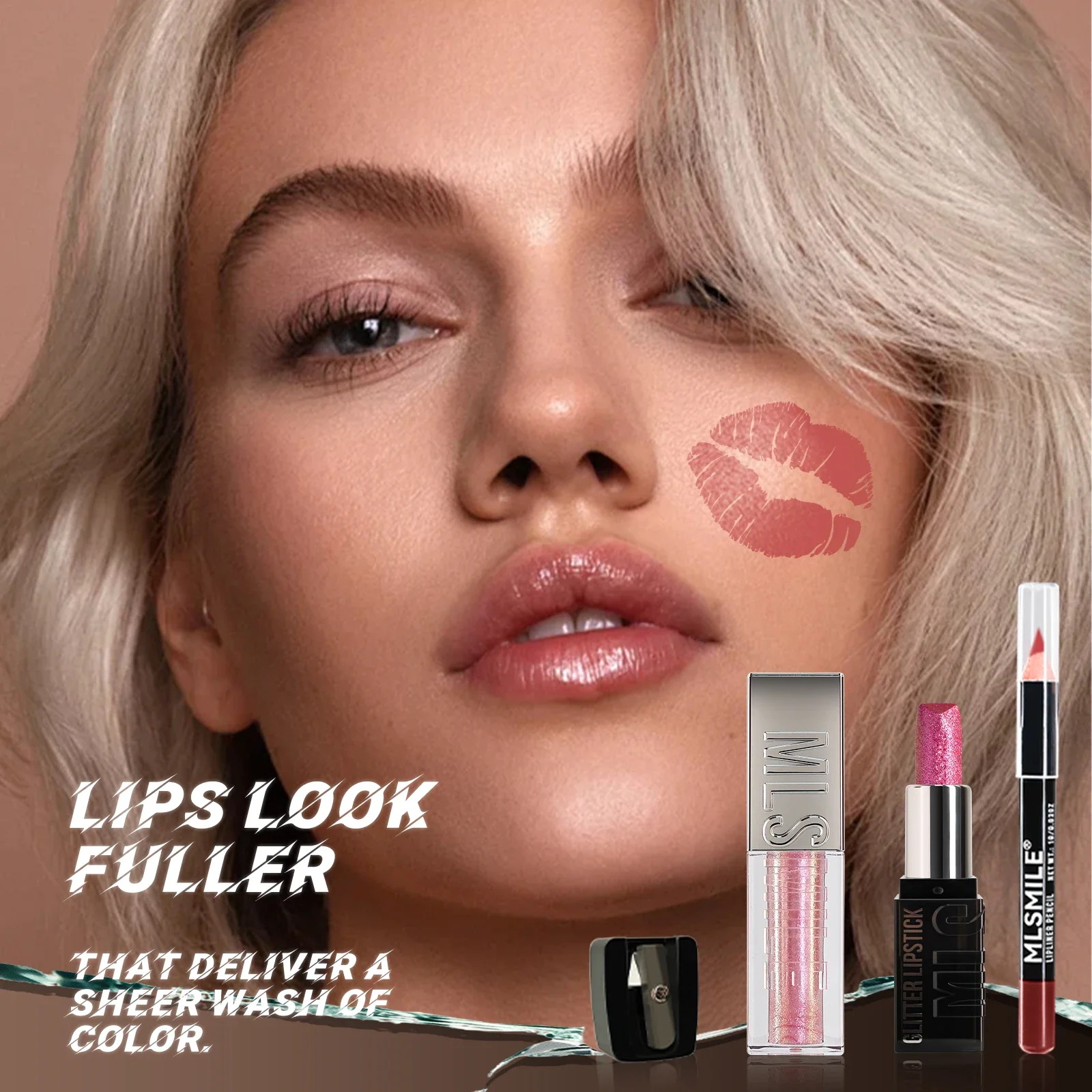 Rossetto impermeabile Kit per trucco labbra opaco idratante a lunga durata Kit per trucco smalto per labbra con perla diamantata ultra lucida