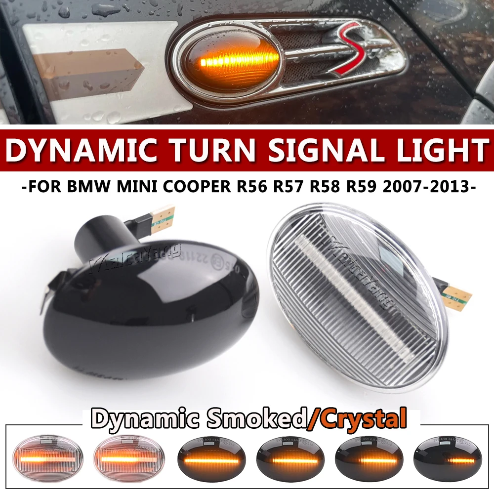 2PCS Flowing Turn Signal Light Dynamic LED Side Marker Side Indicator Blinker for BMW MINI Cooper R55 R56 R57 R58 R59 2007-2013