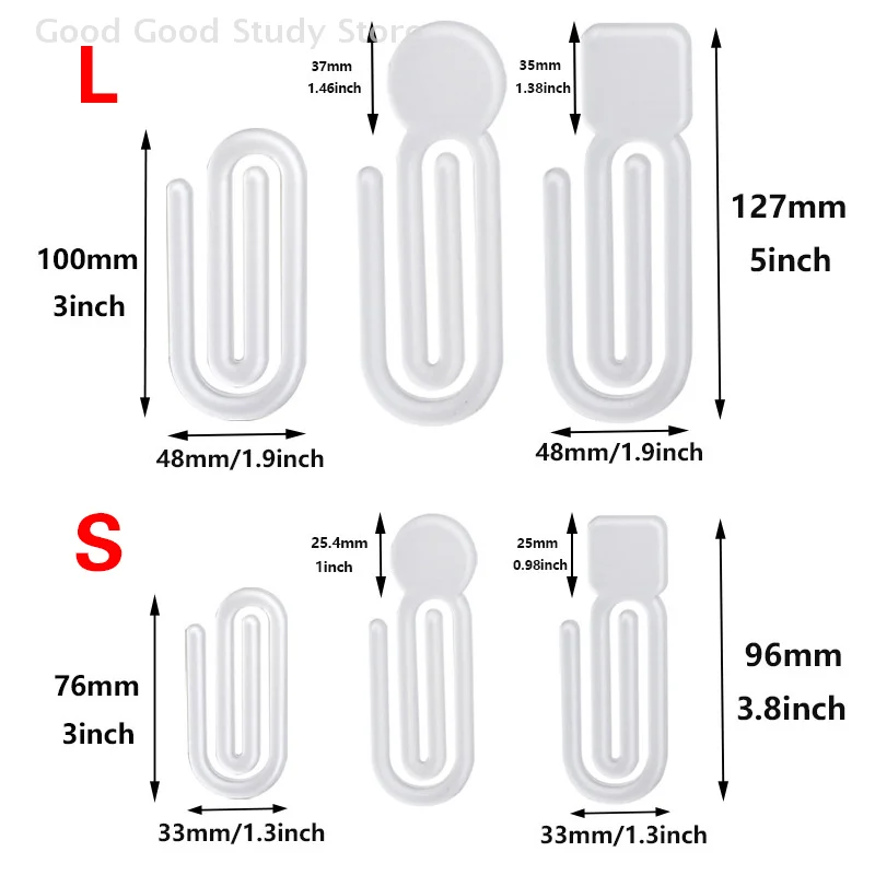 Large/Small Clear Sublimation Acrylic Office Decorative Heat Transfer Printing Materials Paper Clips Book Clips For Office Home